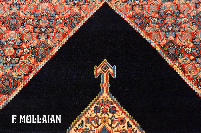 Tappeto Persiano Antico Senneh Multicolore con Fondo Blu Notte n°:94917299